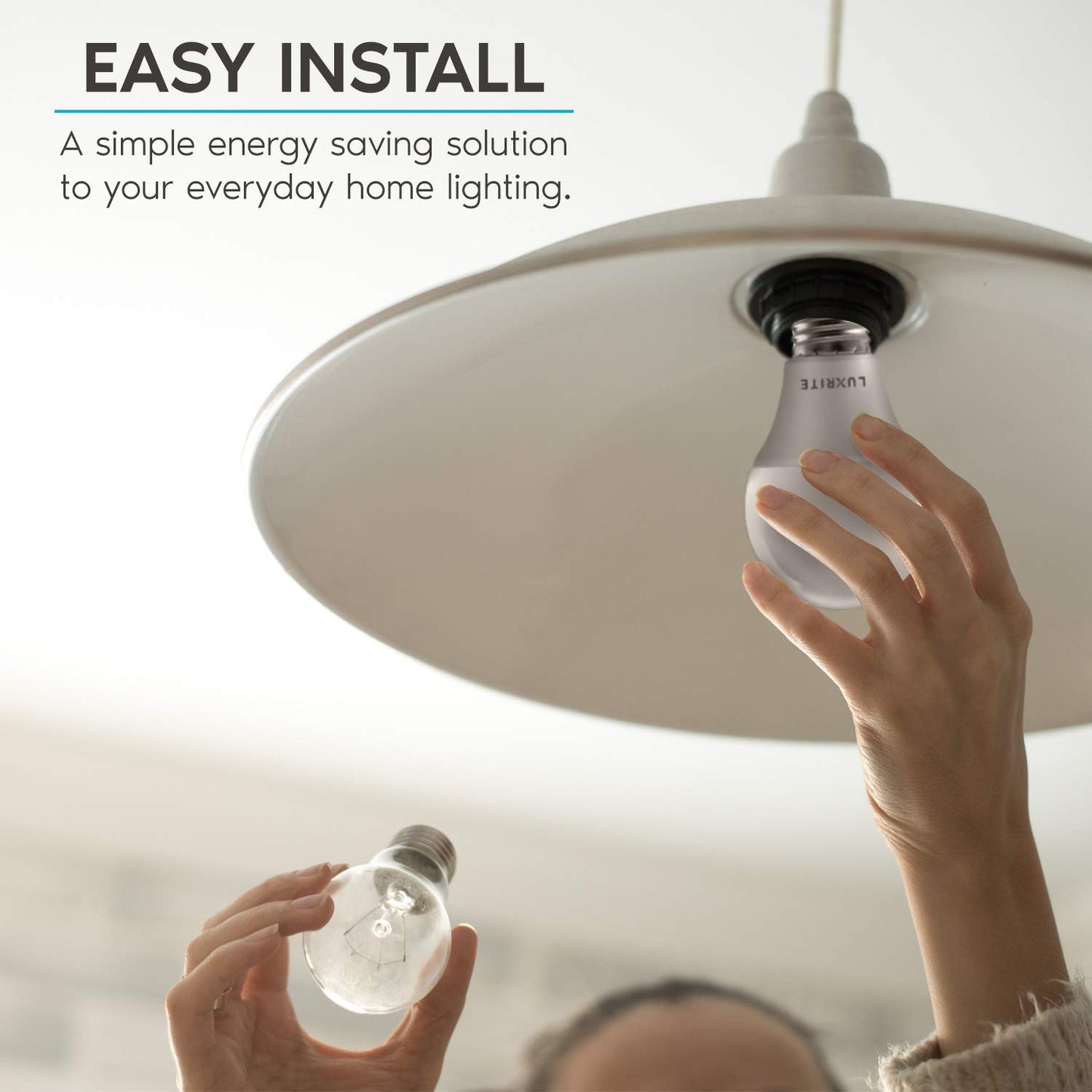 LUXRITE A19 LED Light Bulb 60W Equivalent, 2700K Warm White Dimmable, 800 Lumens, Standard LED Bulb 9W, E26 Base, Energy Star, Enclosed Fixture Rated