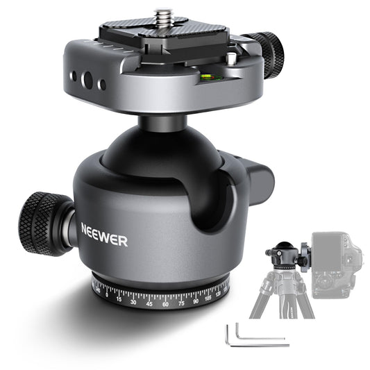 NEEWER GM41 Low Profile Tripod Ball Head, 40mm Metal Panoramic Camera Mount Adapter with 1/4" Arca Type QR Plate Compatible with PD, 360° Swivel & 90°