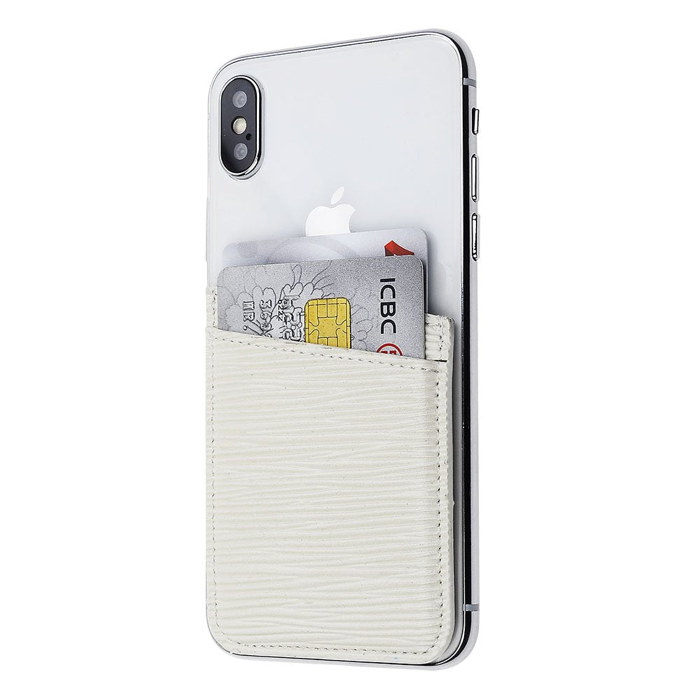CUBE Stick On - Ultra-Thin Wallet/Card Holder for iPhone/Samsung/LG & More - White Wave Texture