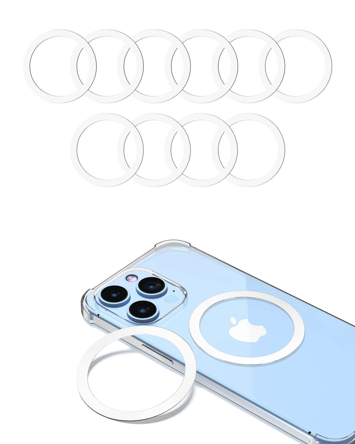 KALAPOP for Magsafe Ring 10PCS-Ultra Thin(0.4mm)-Universal Metal Rings Sticker Compatible with iPhone 17/Air/16/15/14/13/12 Series,Samsung