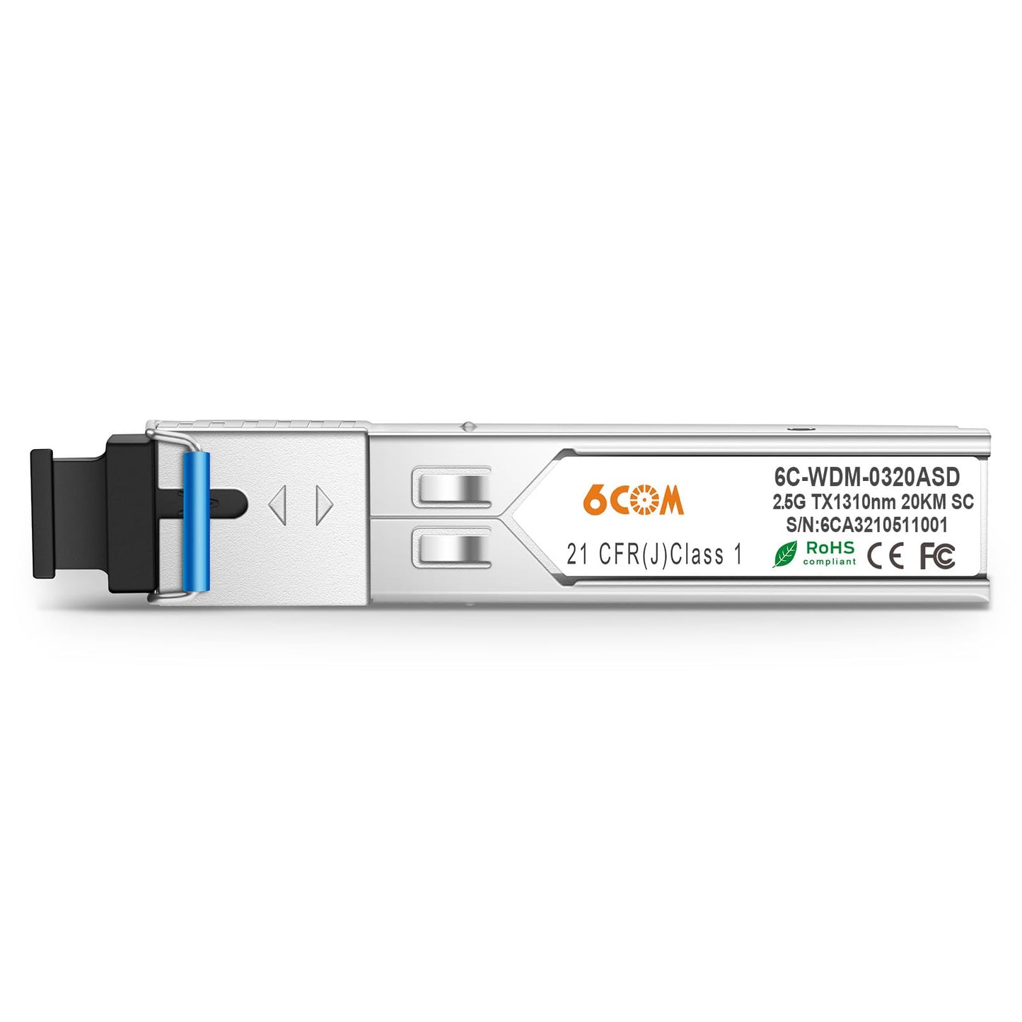 6COMGIGA A Pair of 2.5G SFP SC Connector Bidi Transceiver, 1310nm/1550nm SMF Transceiver, up to 20km, Compatible with Cisco, Ubiquiti, D-Link