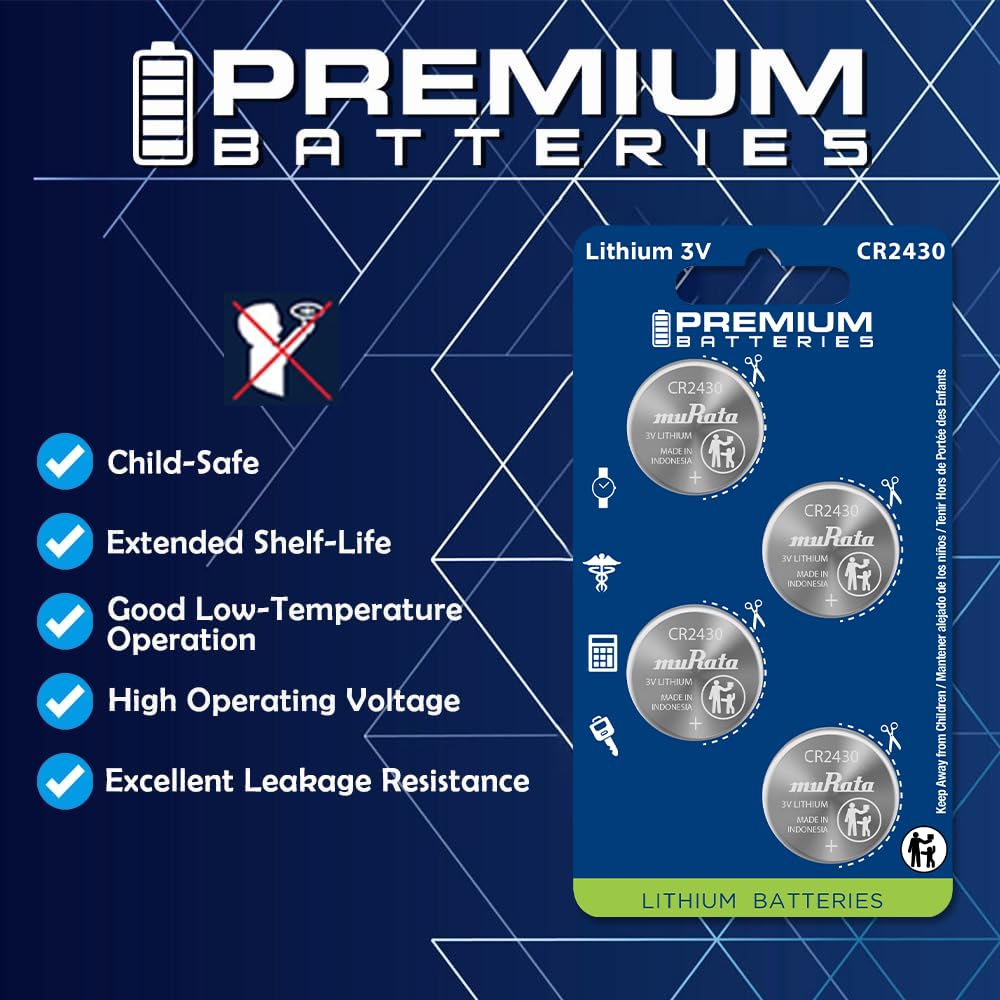 Premium Batteries CR1632 Battery 3V Lithium Coin Cell Child Safe (6 Pack)