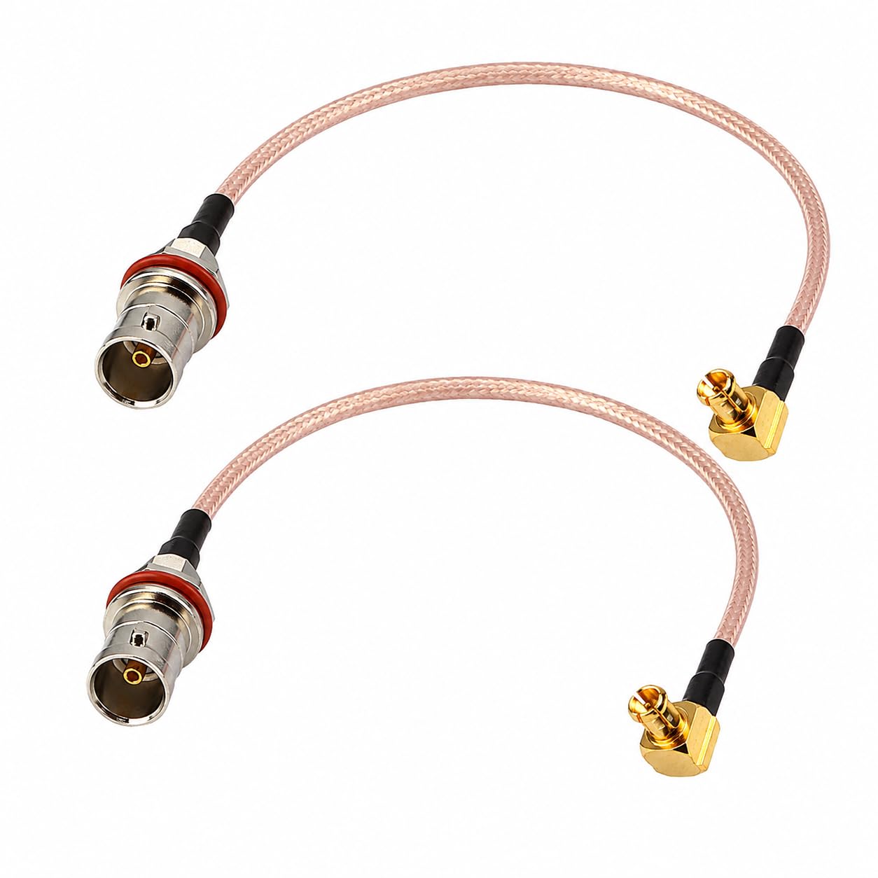 RedYutou 2pcs RF Extension Cable MCX Right Angle Male to BNC Female Bulkhead O-Ring Pigtail Cable RG179/8 inch 75ohm