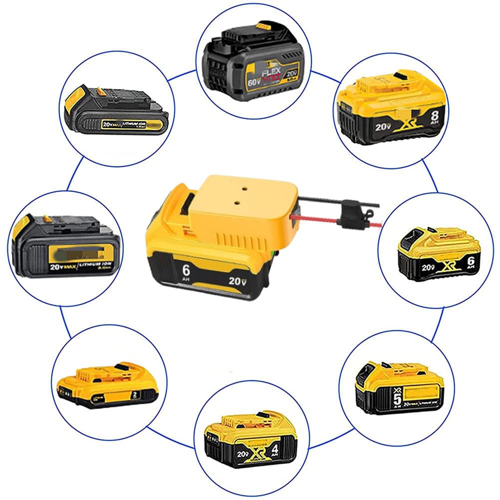 2 Packs Upgraded 20V Battery Adapter Power Tool Battery Adaptor for Dewalt 18V 20V 60V Battery Dock Power Connector 12 Gauge with Switch Fuse & Wire…