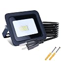 MIWAT 20W LED Flood Light with Plug, IP68 Waterproof Outdoor Security Light for Workbench Doorway Wall (3x4 Size)