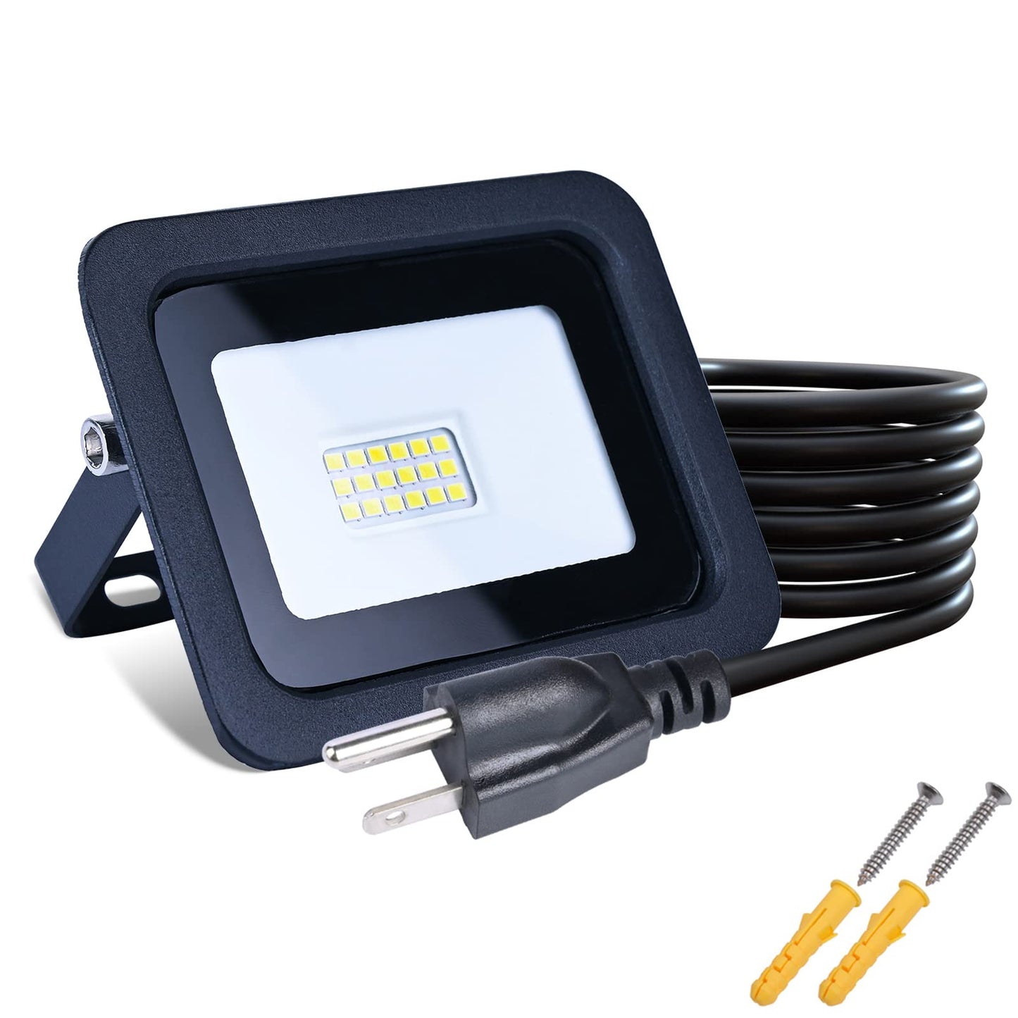 MIWAT 20W LED Flood Light with Plug, IP68 Waterproof Outdoor Security Light for Workbench Doorway Wall (3x4 Size)