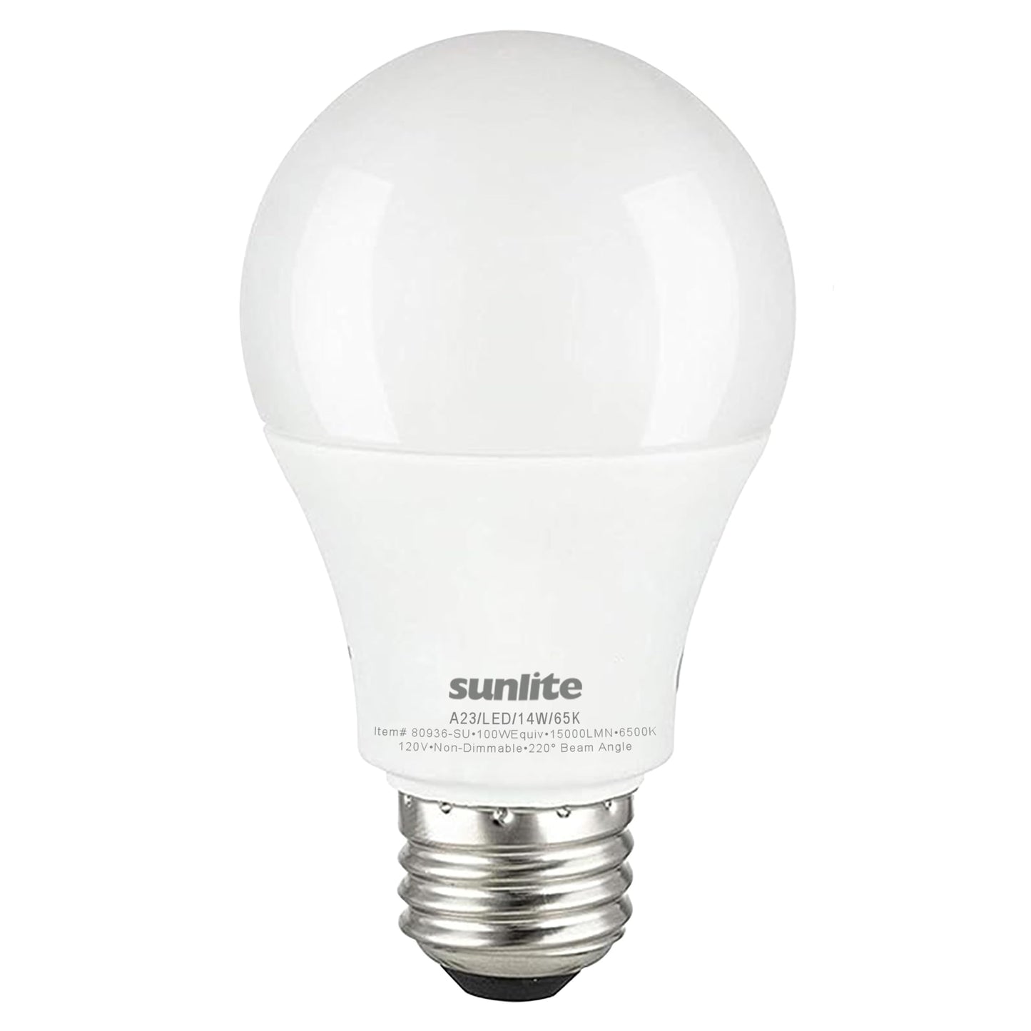 Sunlite 80939-SU LED A19 Light Bulbs, 15 Watts (100W Equivalent), 1500 Lumens, Medium Base (E26), Non-Dimmable, ETL Listed, 6500K - Daylight