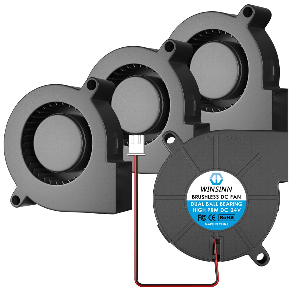 WINSINN 50mm 5015 Blower Fan 24V 7500PRM, 3D Printer 24 Volt Fans Blower Turbine Turbo Dual Ball Bearing, 50mmx15mm Brushless High PRM Cooling Blower