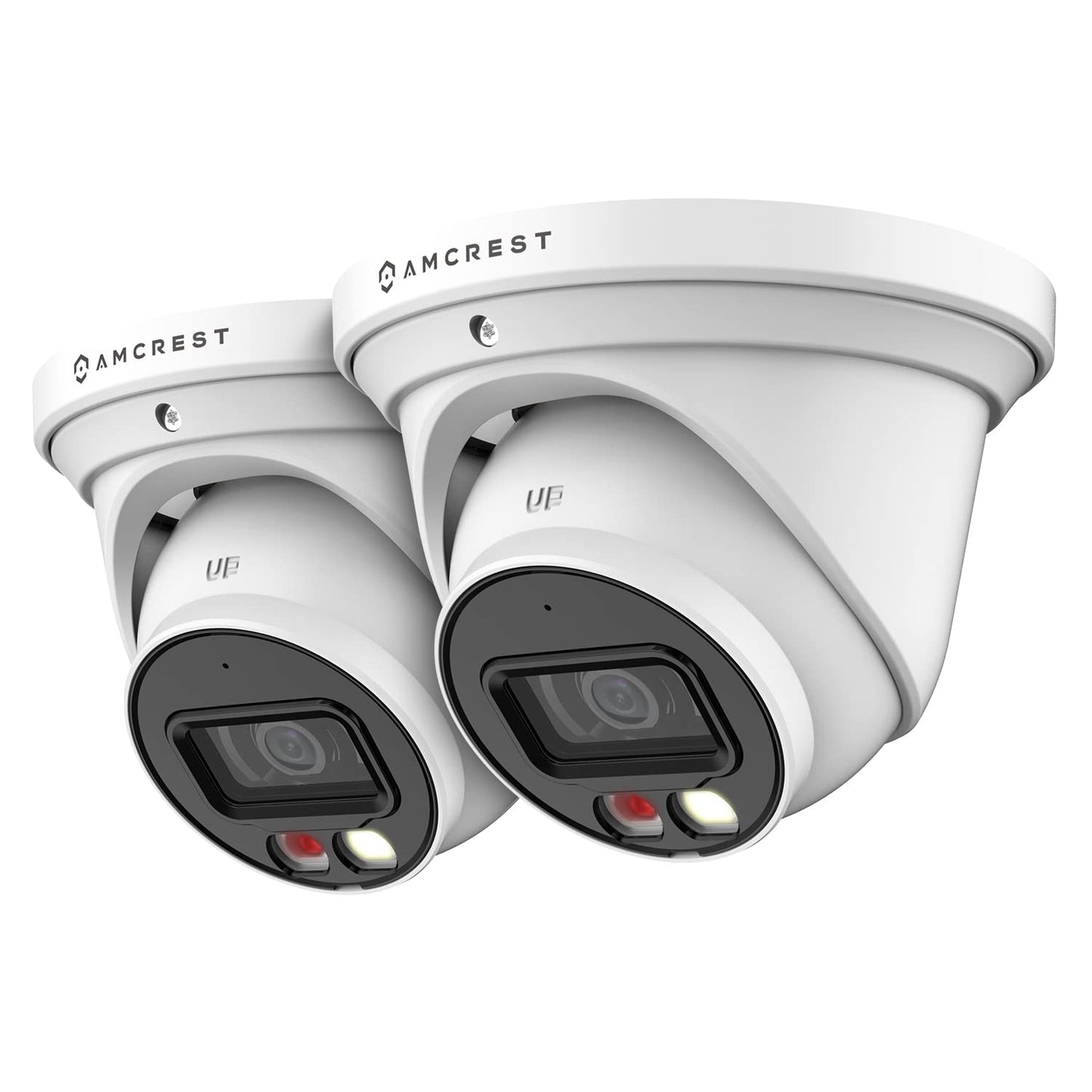 Amcrest 2-Pack UltraHD 4K (8MP) IP PoE AI Camera, 49ft Nightcolor, Security Outdoor Turret Camera, Built-in Mic, Human Detection, Active Deterrent