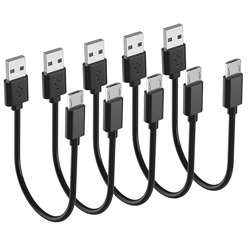 Short Micro USB Cable 1ft, 12 inch Fast Android Charger Cord for Samsung Galaxy,Fire Stick,Power Bank,Moto,MP3,PS4,Chromecast,Micro USB Charging Cable