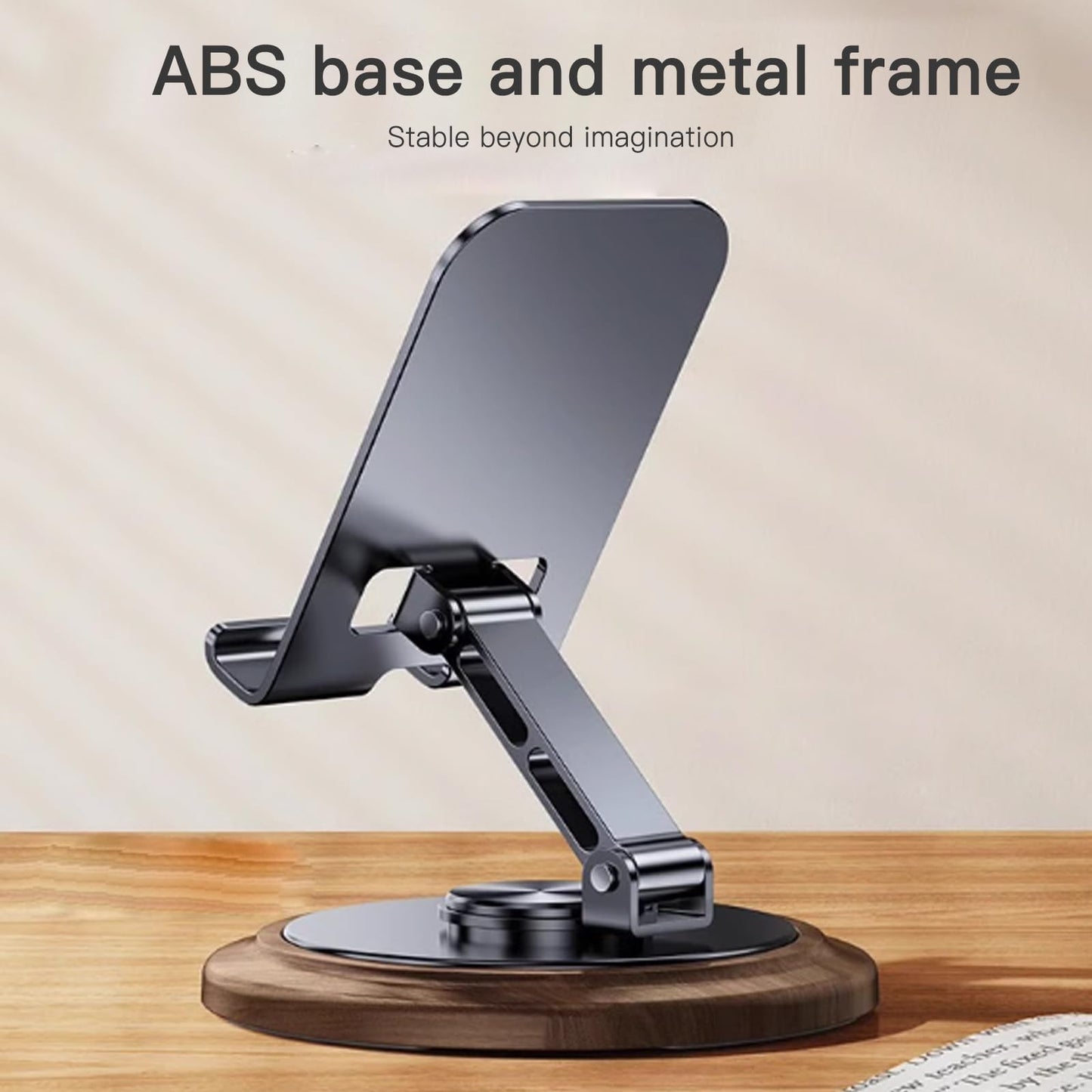 VCDHEUI Adjustable Cell Phone Stand,360 Rotating Foldable Desktop Cellphone Stand with Anti-Slip Base Portable Phone Holder for iPhone 16 15 14 13 Pro