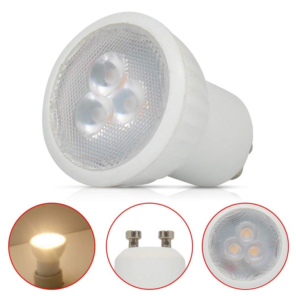 Edearkar MR11 GU10 LED Light Bulbs (4 Pack) 3W LED Spotlight 30W Halogen Bulbs Equivalent 3000K Warm White Non-Dimmable GU10 Track Lighting, Recessed