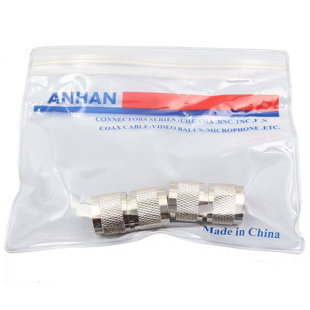 ANHAN UHF Male to Male Connector Pl259 Male Adapter CB Radio Coax Cable adapters PL259 Coaxial Extension Cable Connectors 2Packs