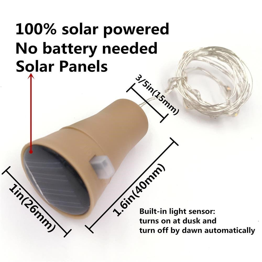 Decorman 10 Pack Solar Powered Wine Bottle Lights, 10 LED Waterproof Copper Cork Shaped Lights
