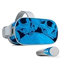 MightySkins Skin Compatible with Oculus Go Mobile VR - Blue Skulls | Protective, Durable, and Unique Vinyl Decal wrap Cover | Easy to Apply, Remove