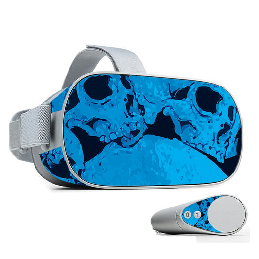 MightySkins Skin Compatible with Oculus Go Mobile VR - Blue Skulls | Protective, Durable, and Unique Vinyl Decal wrap Cover | Easy to Apply, Remove
