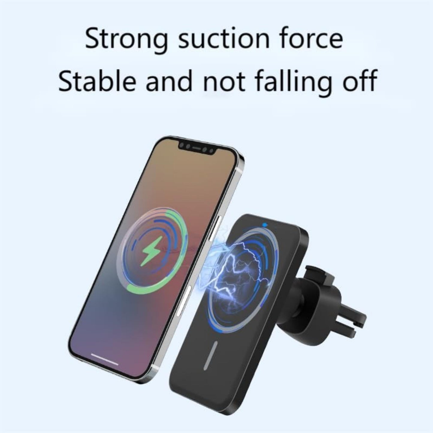 LXQTAO 15W Wireless Car Phone Holder - New Edition Fast Charging Mobile Stand with Type-C Interface for 12/13/14 Series - Robust Magnetic Charging