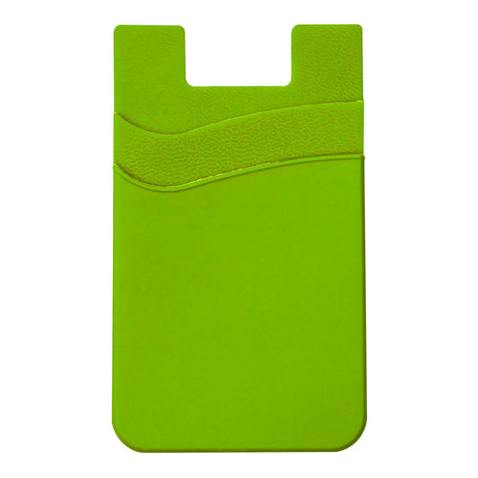 Nuke Armor Silicone Phone Card Holder Double Slot Pocket, Stick On Wallet, Adhesive Credit Card Pouch, Compatible with iPhone & Samsung Galaxy - Neon