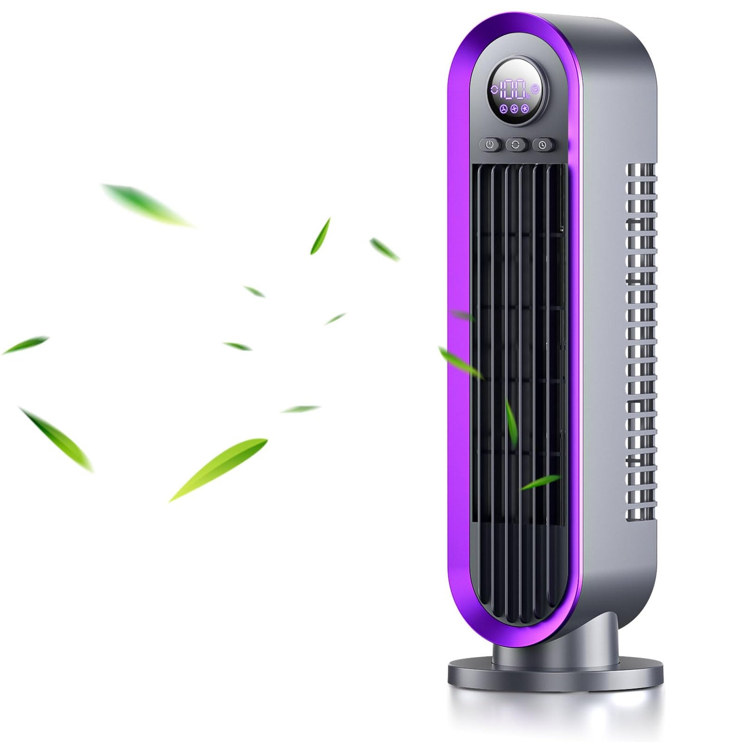 Misby Desk Fan, 13 Inch Small Bladeless Table Fan for Saving Space, Quiet Office Fan Rechargeable, 3 Speed & 8H Timer, 90° Oscillating Fan