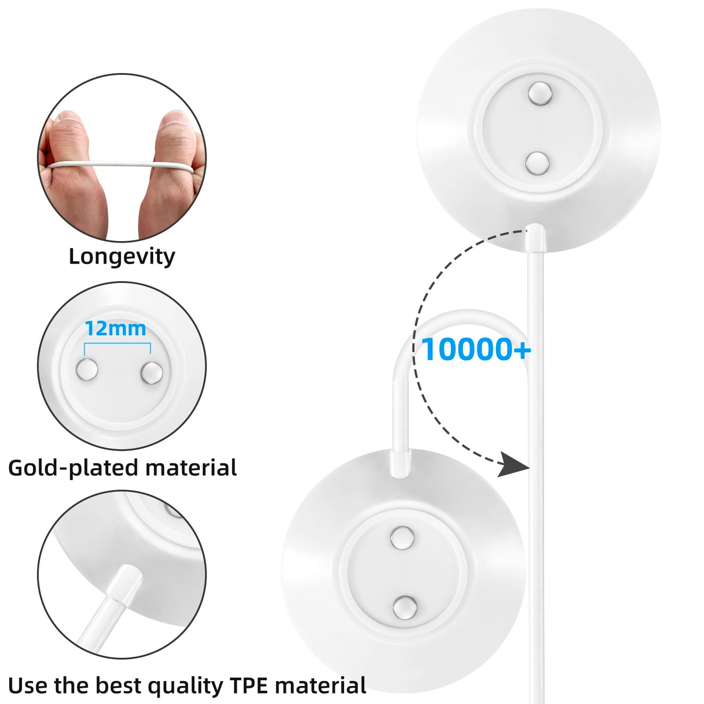 Only-12mm Magnetic USB Rose Charger Cable, Replacement Charging Cord for Bluetooth Devices, Headphones, Earbuds (12mm Rose Port)