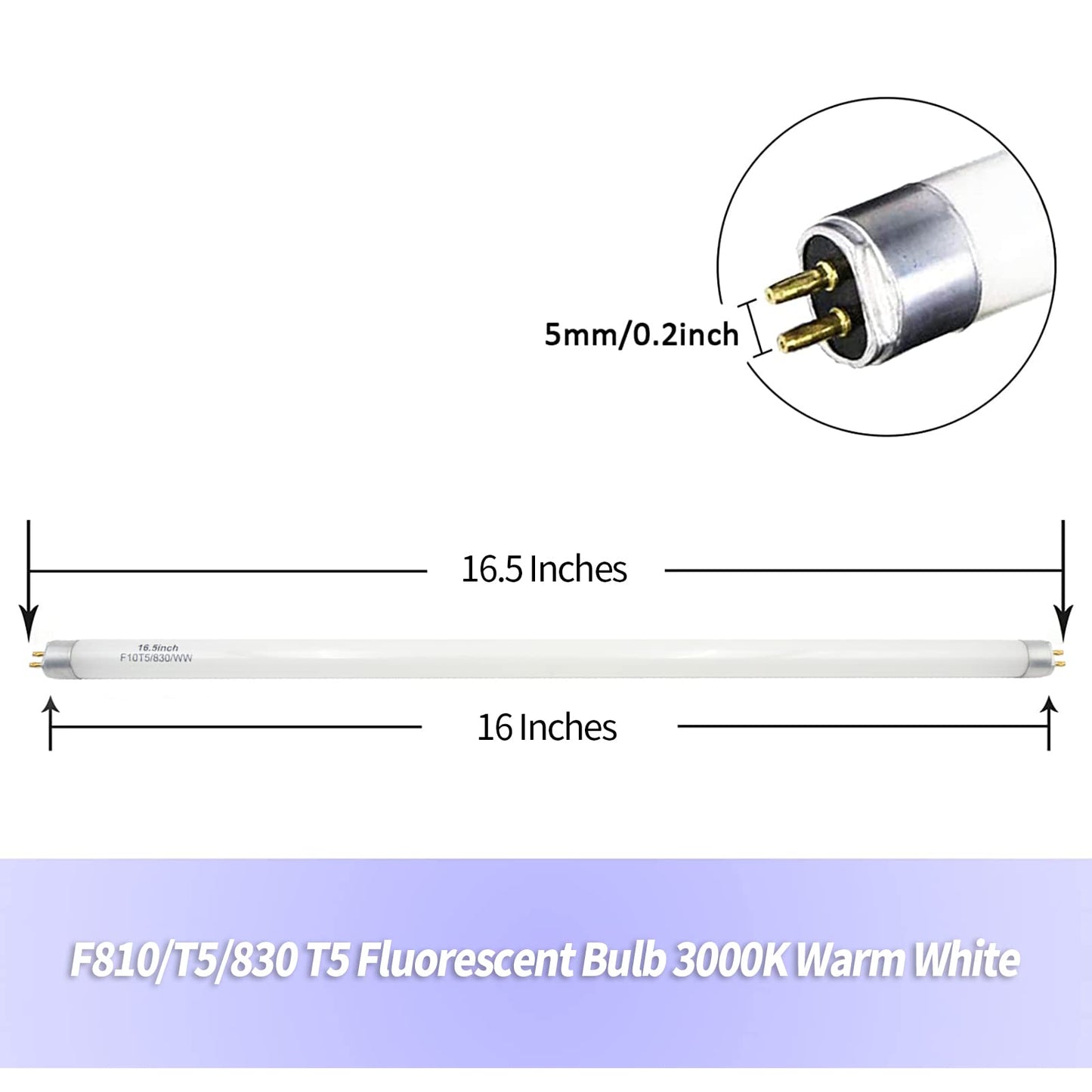 Konideke 16 Inches F10T5 Replacement Bulb Compatible Jasco T5 10 Watt Warm White 3000K F10T5/830 Fluorescent Tube for Counter and Cabinet Fixture 4
