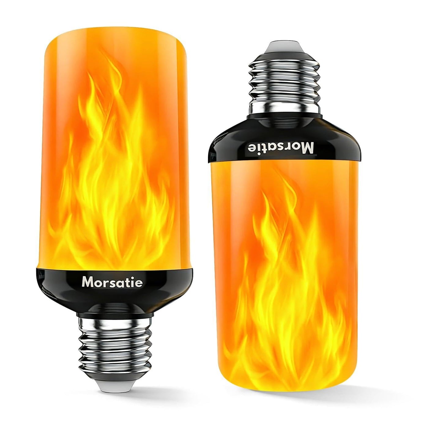 Morsatie E26 Dusk to Dawn Flame Light Bulbs Real Flickering Effect, 4 Modes