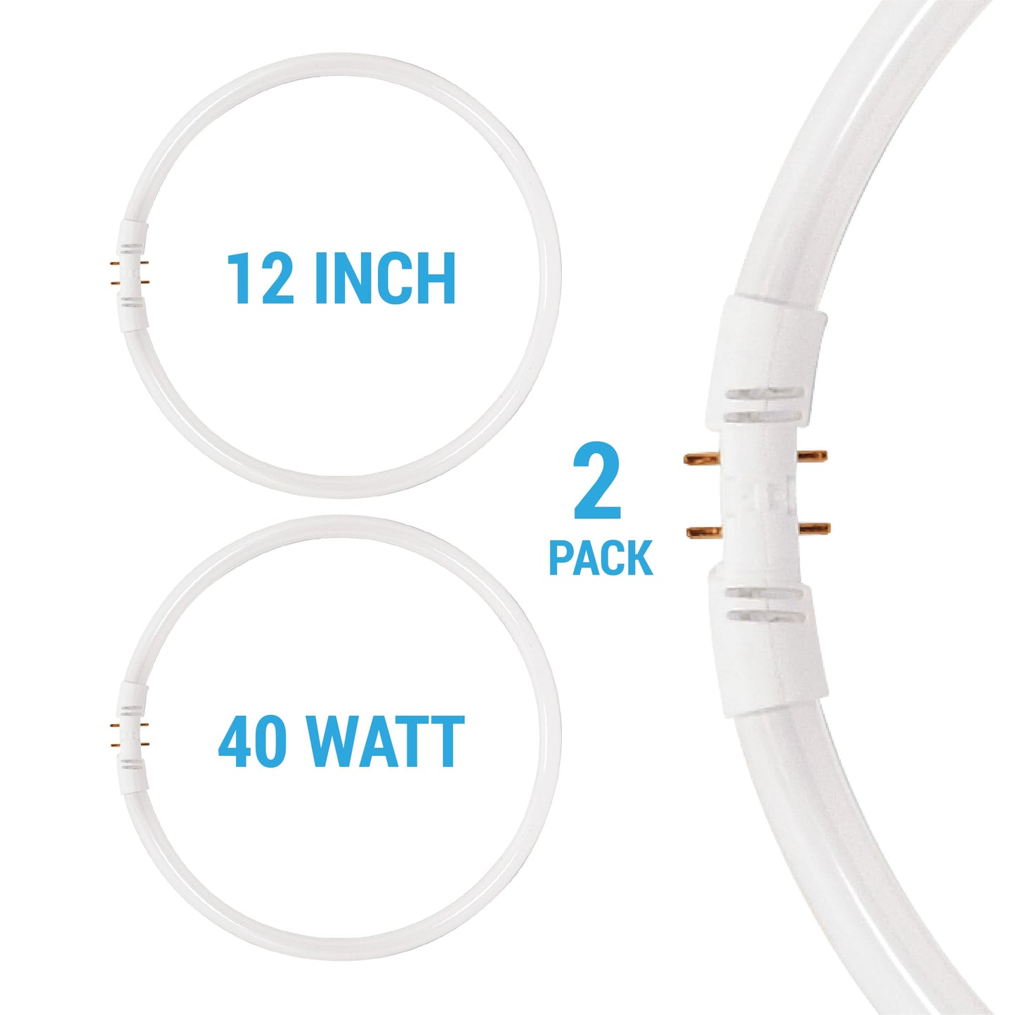 KOR FC40T5/841 T5 Circline Fluorescent Bulbs, 40W, 4100K Cool White, 2-Pack