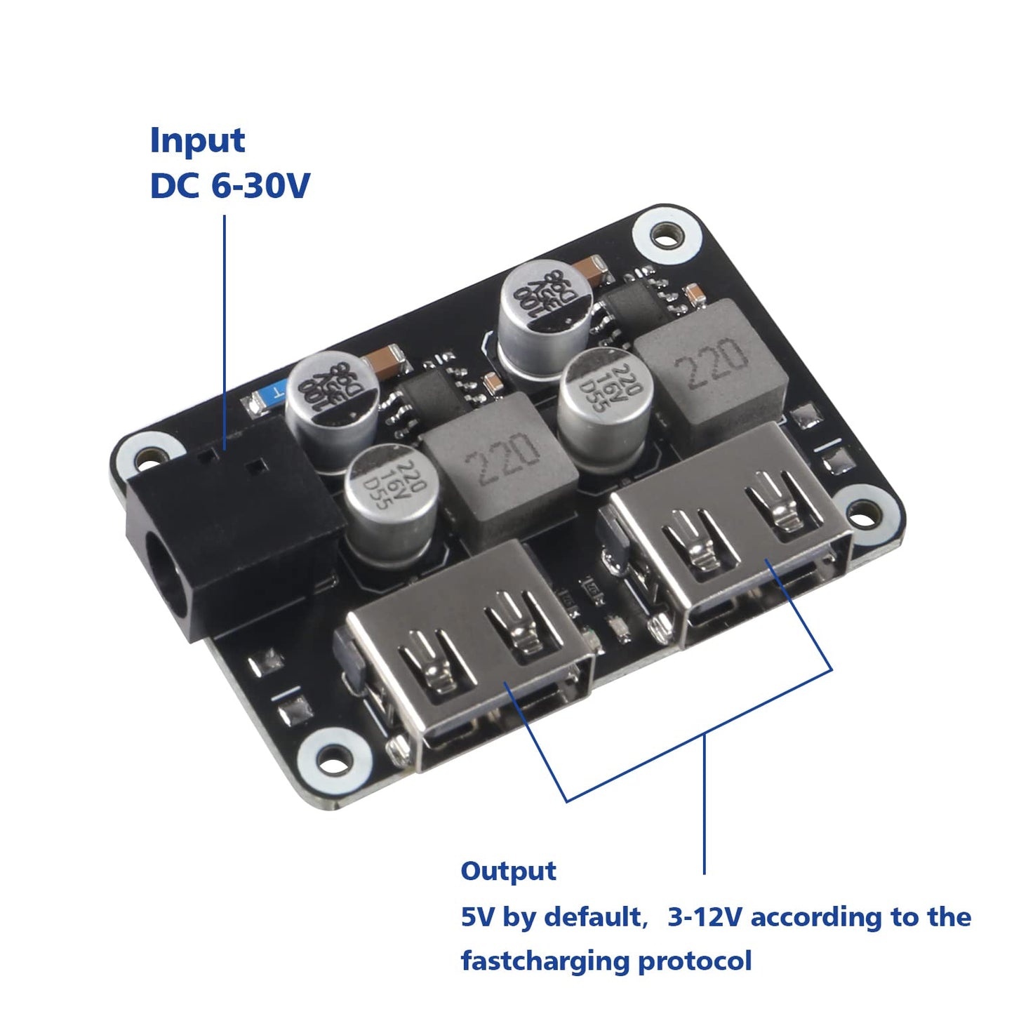 AITIAO DC 6-30V USB Buck Converter 12V 24V to 5V 9V Step Down Regulator Dual USB Port Fast Charger Board Auto Power Supply Adapter