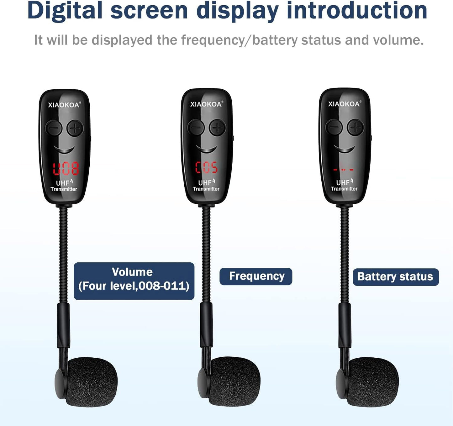 XIAOKOA Wireless Microphone for Saxophone, UHF Wireless Microphone for Musical Instruments, Wireless Receiver and Transmitter for