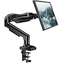 HUANUO FlowLift™ Single Monitor Mount, 13 to 32 Inch Monitor Arm, Adjustable Monitor Stand, Vesa Mount with Clamp and Grommet Base - Fits 4.4