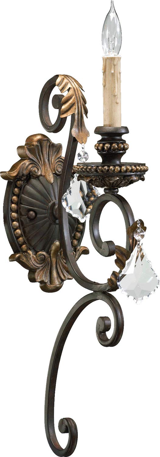 Quorum 5357-1-44 Crystal Accents One Light Wall Mount from Rio Salado Collection in Bronze/Dark Finish,