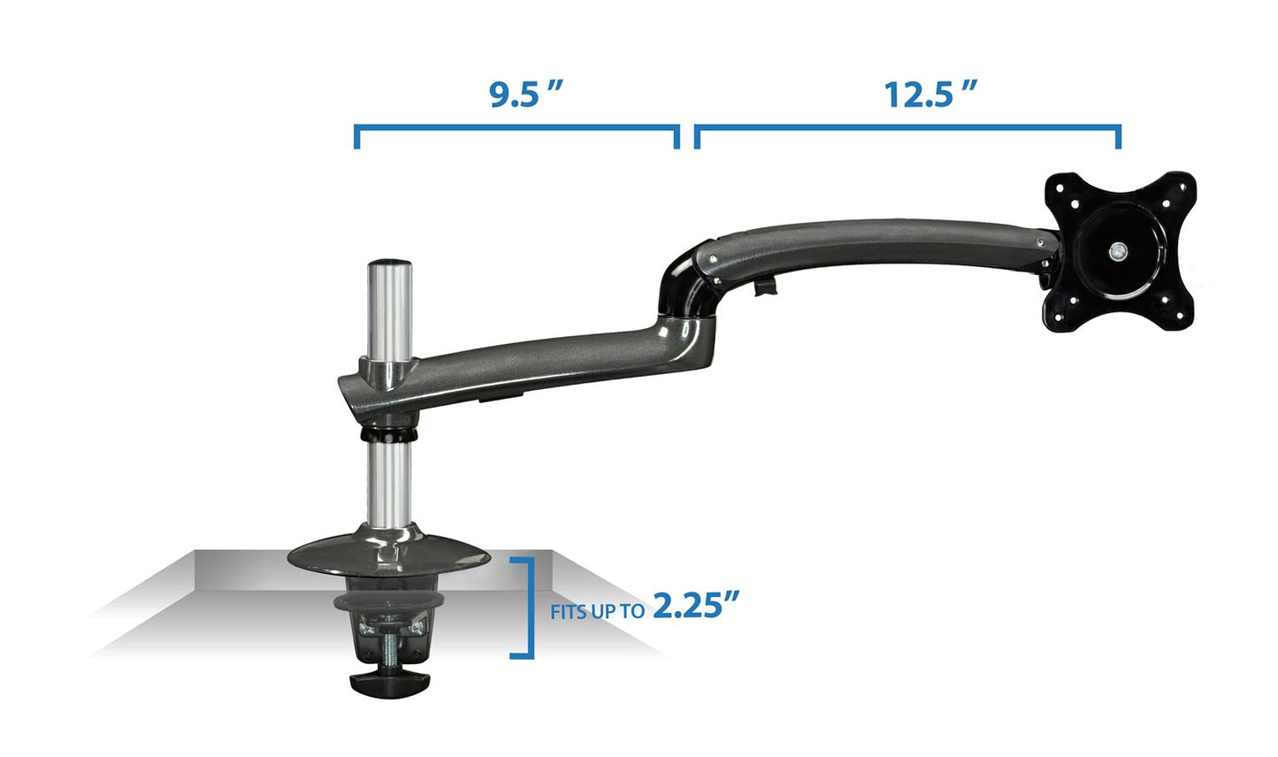 Mount-It! MI-4PC311G Universal Monitor Desk Mount for LCD LED Computer Screens 30” MAX, Full Motion Articulating Arm, Dark Gray
