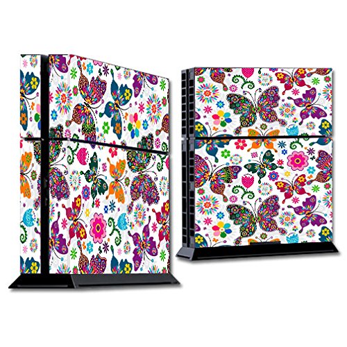 Skin Decal Vinyl Wrap for PS4 Sony Playstation Console (skins only) / Butterflies Colorful Floral