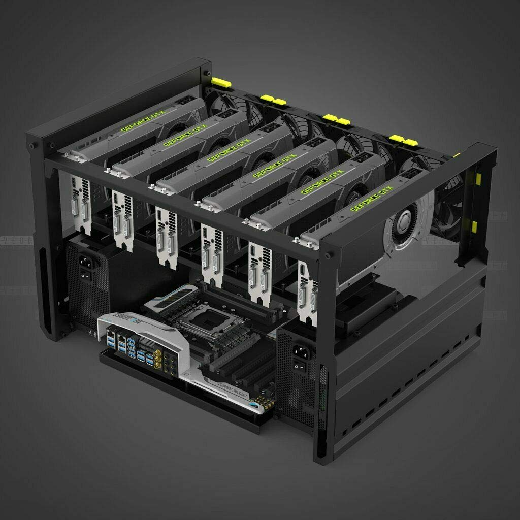 RXFSP 6/8 GPU Aluminum Stackable Open Air Mining Computer Frame Rig Ethereum Veddha (6GPU-T2)