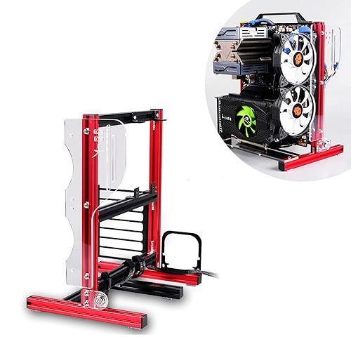 ITX (17 x 17cm) ATX MATX PC Motherboard Case Frame, Open Bare Metal Air Water Cooling Fan Stand Chassic Test Bench Vertical Rack Computer Board