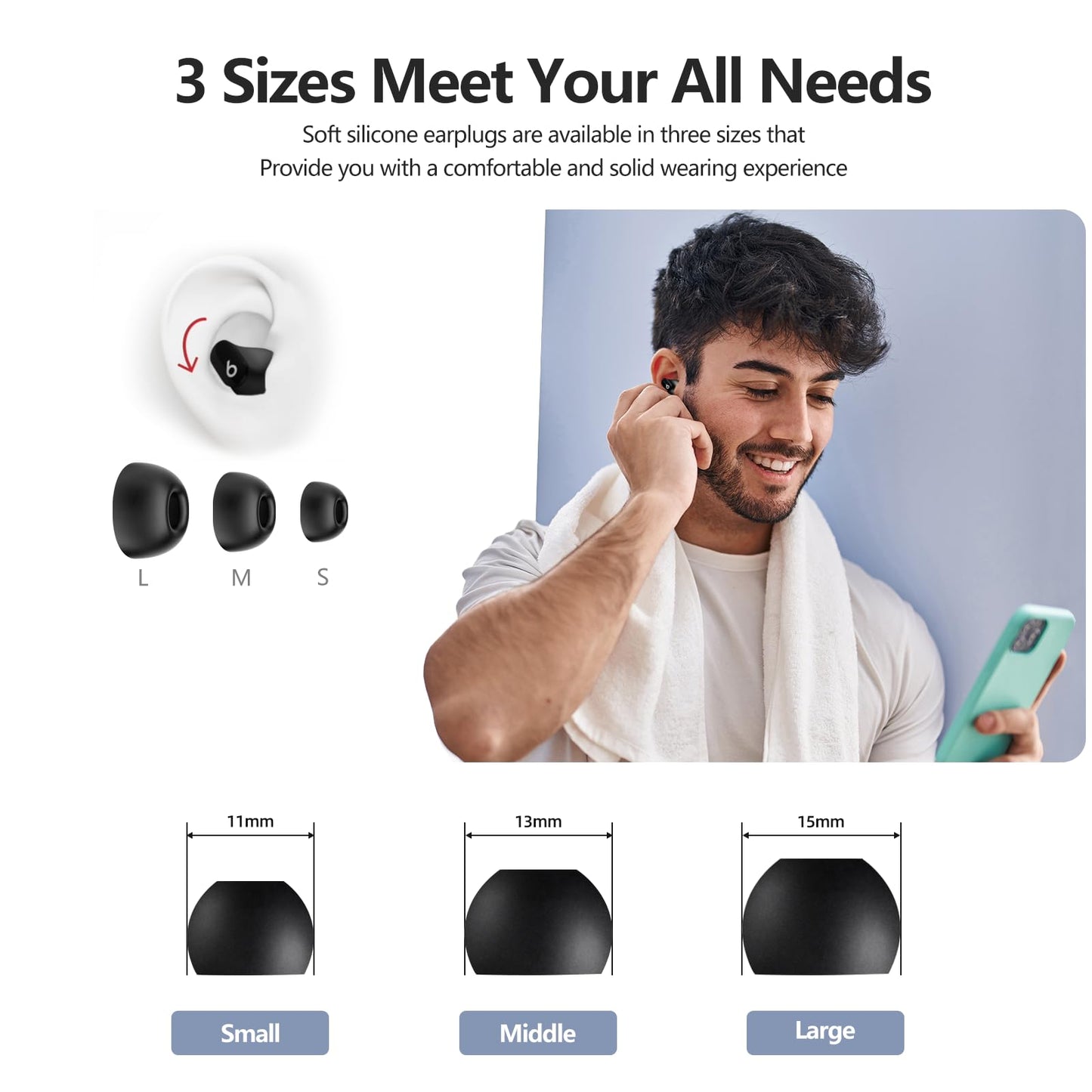 Beats Studio Buds Plus Case Cover, 2021/2023 New Beats Studio Buds, Wireless Earbuds Silicone Case Accessories with Keychain, Dark Grey