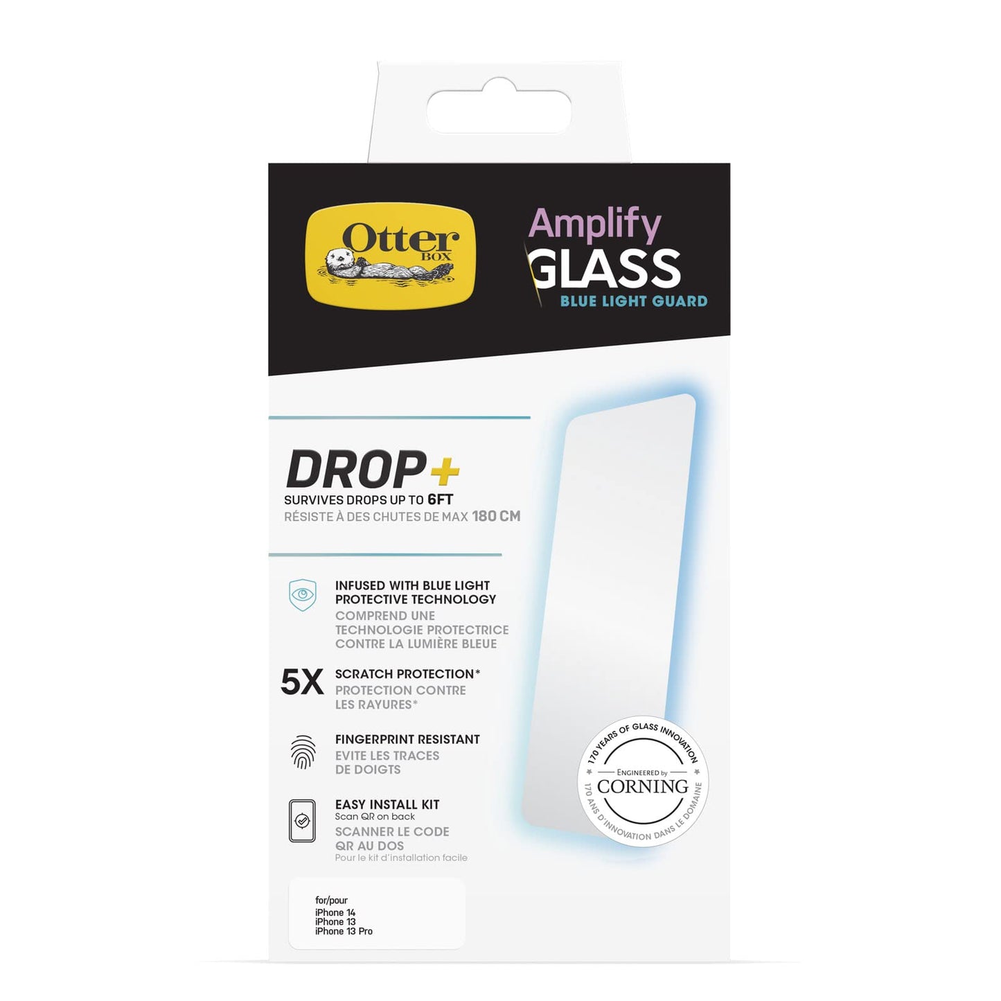 OtterBox ALPHA FLEX SERIES ANTIMICROBIAL BLUE LIGHT Screen Protector for iPhone 14, iPhone 13 & iPhone 13 Pro