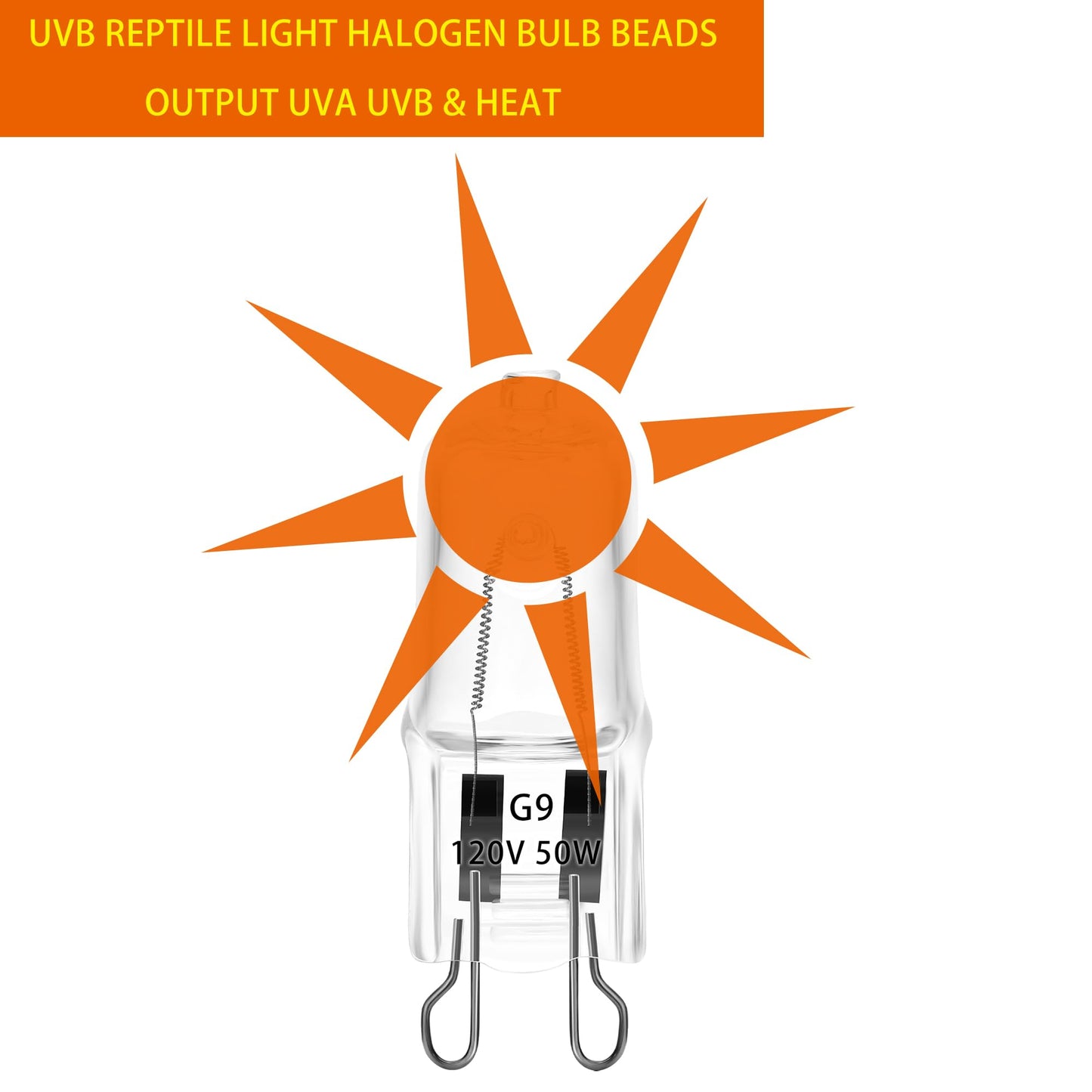 G9 UVA UVB Reptile Light Halogen Bulbs Beads Heat Lamp (50 Watt) Clear