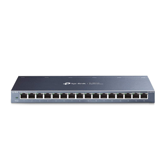 TP-Link 16 Port Gigabit Ethernet Network Switch, Desktop/ Wall-Mount, Fanless, Sturdy Metal w/ Shielded Ports, Traffic Optimization, Unmanaged