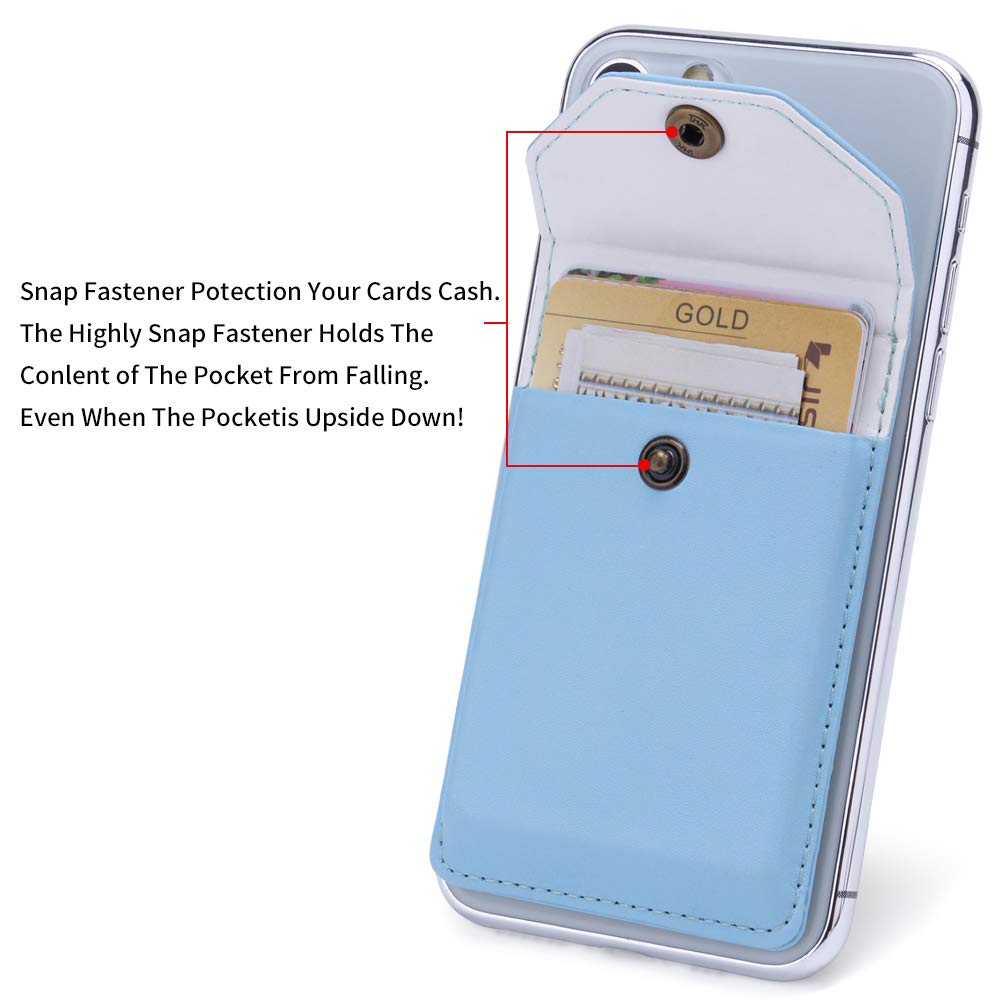 YUNCE Self Adhesive Cell Phone Leather Wallet Stick On Card Holder fits Most Credit Card Holder Pocket Wallet for Men Women - RFID Blocking Sleeve
