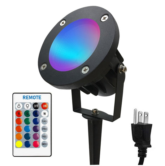 25W Color LED Outdoor Landscape Spotlight with Strobe Lighting - Waterproof RGB Spot Lights for Yard Tree House Halloween Christmas, Dual Mode, 120V