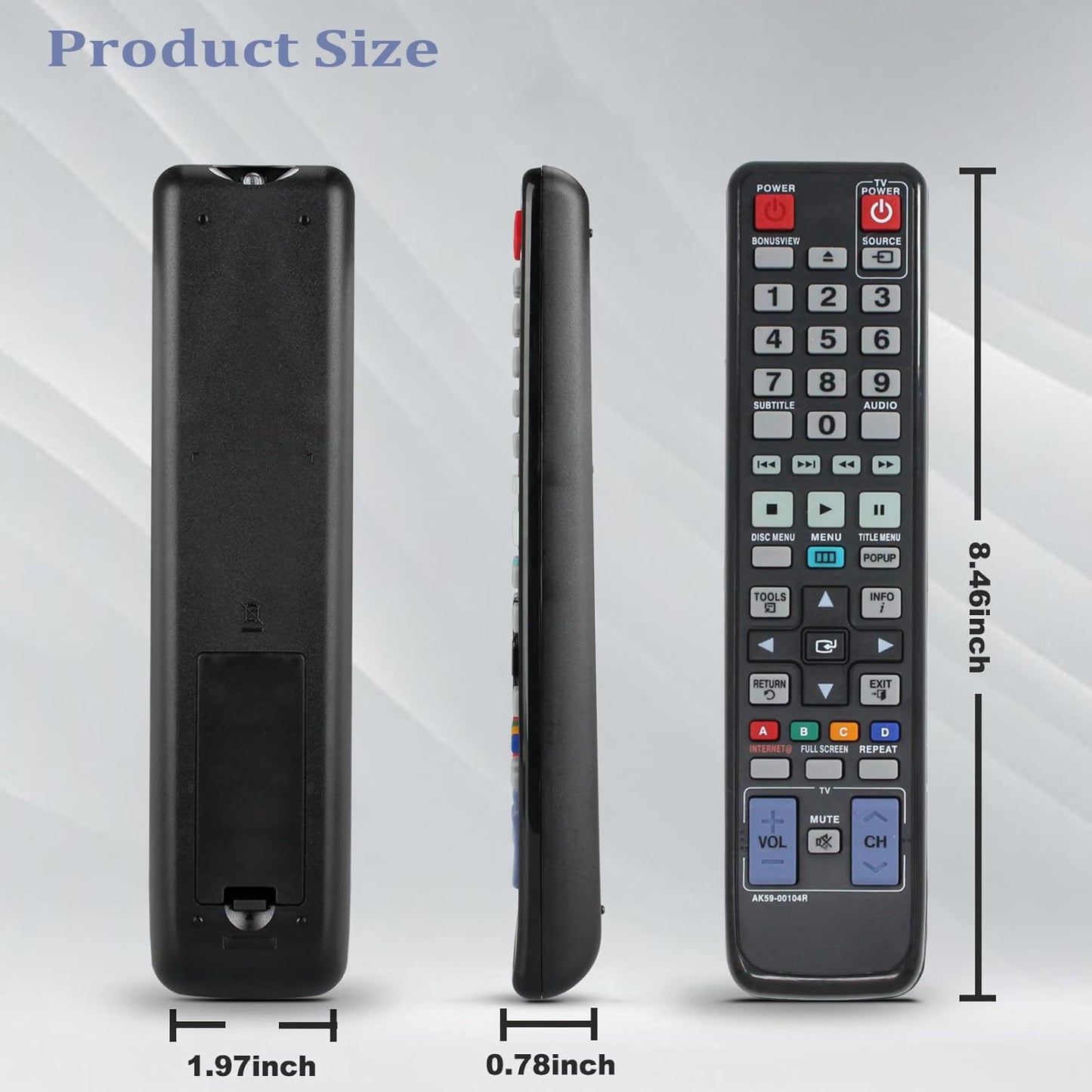 AK59-00104R Replacement Remote Control for Samsung BD-C5500C BD- C5500 BD-C5500C BD-C6500 BD-D5700 BD-C5900 BD-C6900 BD-C6800 Blu-Ray BD DVD Player