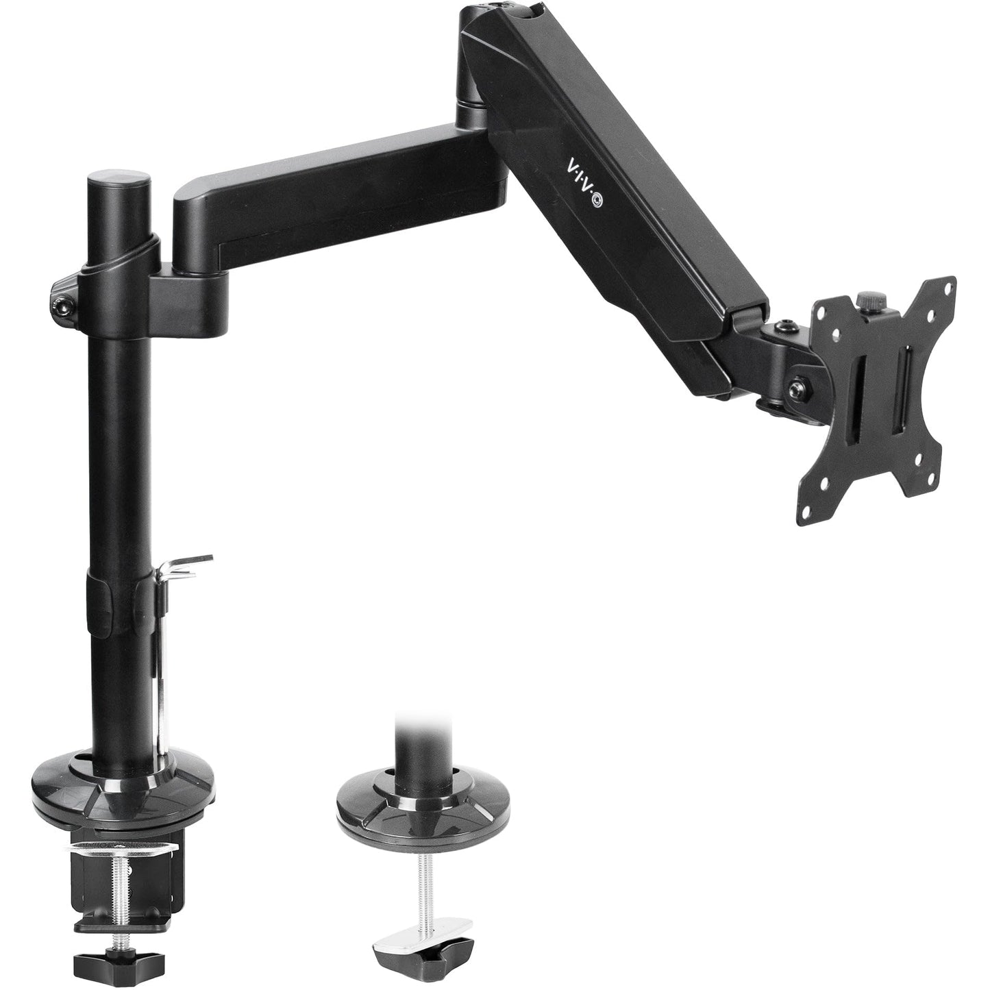 VIVO Heavy Duty Articulating Single Pneumatic Spring Arm Desk Mount Stand, Fits 17 to 40 inch Standard Screens or Ultrawides up to 26.4 lbs