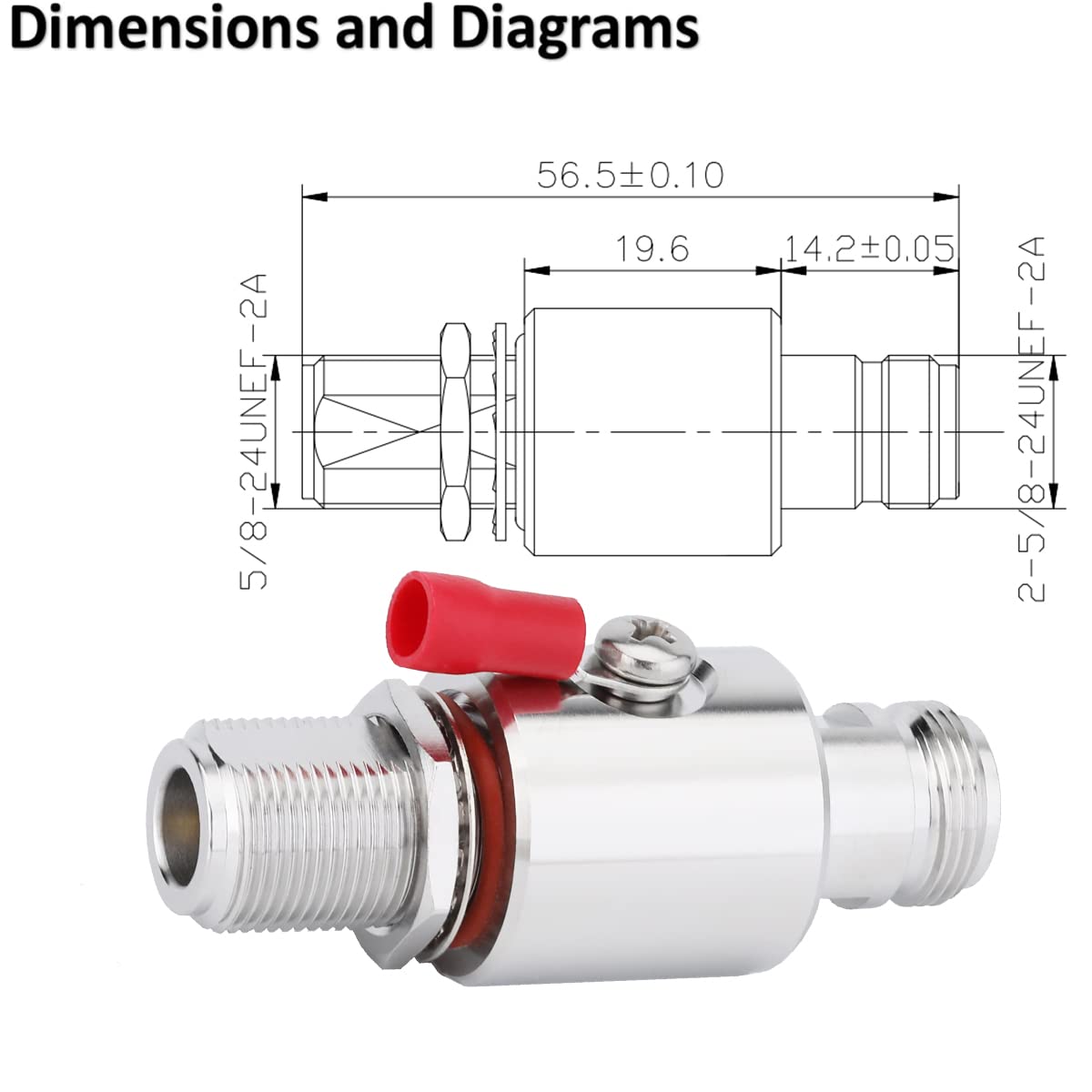 Riotaxy Lightning arrestor N Female to N Female Bulkhead Lightning Surge Protector IP67 with 90 V Gas Tube 50 Ohm DC-3GHz