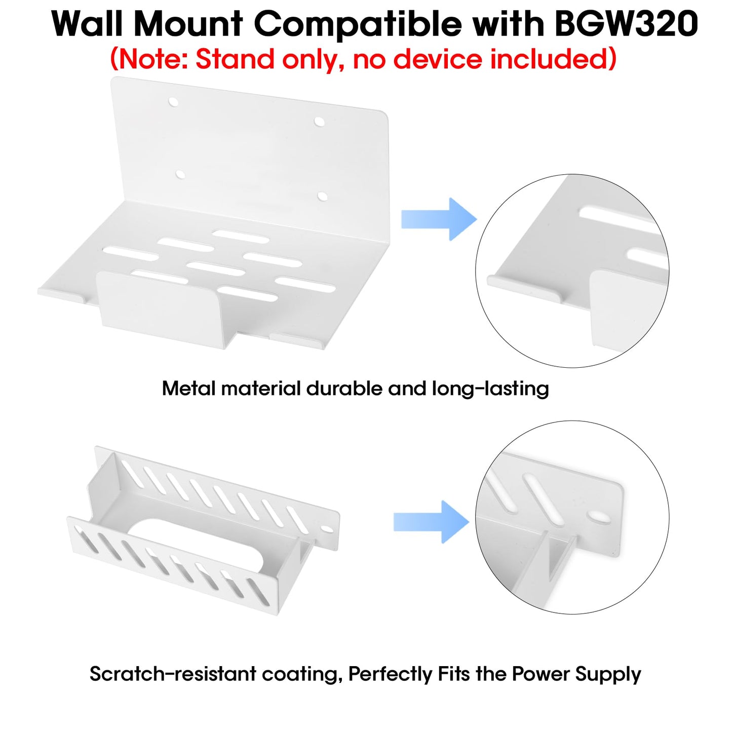 Metal Wall Mount for AT&T Fiber (Arris) BGW320+Power Bricks Mount Holder Kit,Designed for AT&T Internet Modem Gateway Mounting Holder Compatible