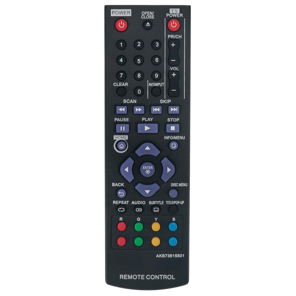 AKB73615801 Replacement Remote Control Applicable for LG BP125 BP320 BP220 BP200 BP325W BP125 BP220N BP320N BP325 BP325 BP325N BP335WN BP125N Blu-ray