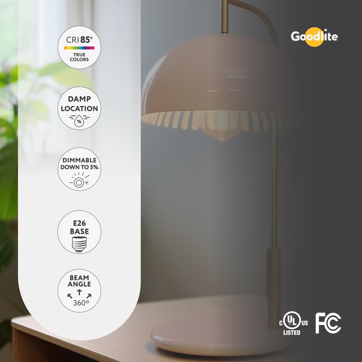 Goodlite G-83474 ST21 Clear Led Light Bulb, 7W= 80W Equivalent 850 Lumens Warm White 2700K E26 Base Dimmable
