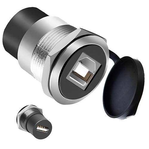 YiKaiEn USB B to A Panel Mount Adapter - Solderless USB 2.0 Female Connector, Threaded Fixed USB Type B to A Conversion for Printers & Scanners
