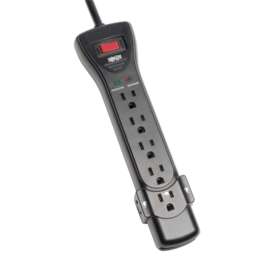Eaton Tripp Lite Series SUPER7B Flat Plug Power Strip Surge Protector, 7 Outlets, 7ft Extension Cord, 2160 Joules, UL Listed & Certified, Black