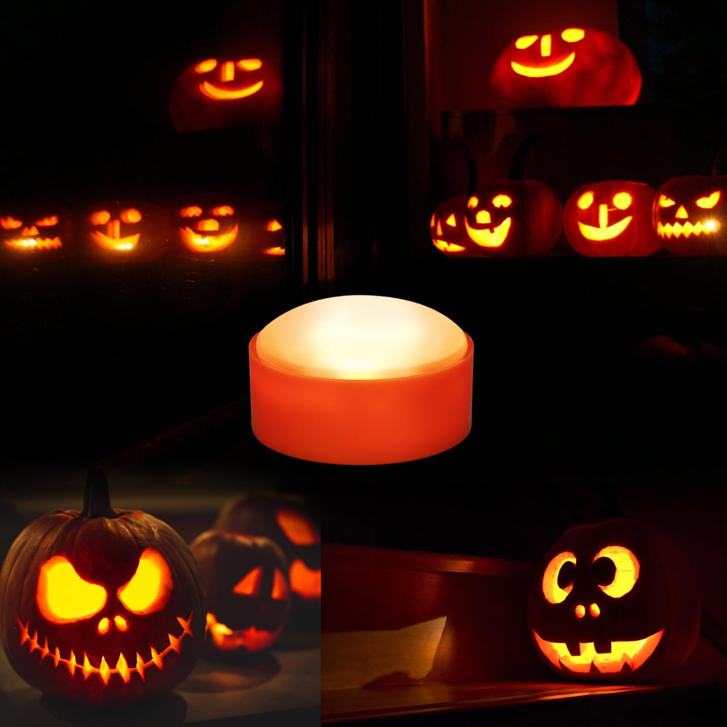 4PCS Halloween Pumpkin Lights with Remote and Timer, Battery Operated Dimmable LED Pumpkin Lights for Lighting up Jack-O-Lantern Pumpkins, Flickering